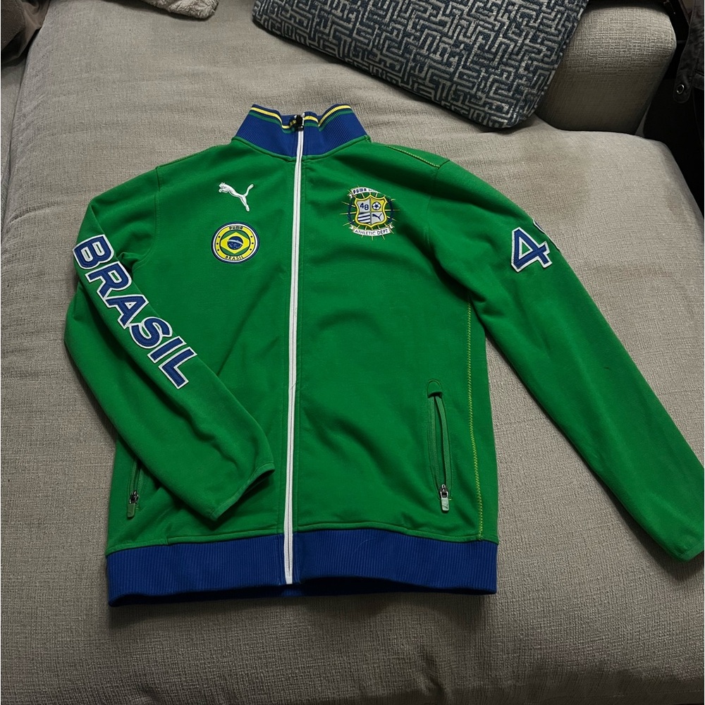 Brazil Puma Soccer Jacket Boys L Heritage Edition Yachting Zip Up Football